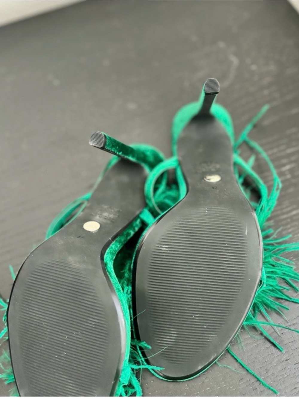 Zara Emerald Feather Mule Slides - Picture 3 of 3